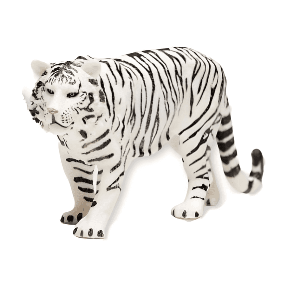 Zaga Toys, White Male Tiger, Hand-Painted Plastic Decorative Figurine