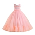 thumbnail image 2 of Girls Tulle Long Dress, Kids Formal Gown Elegant Net Skirt, Flower Girl Dress for Wedding, Birthday Party and Special Occasion Pageant Dress Pink 150, 2 of 9