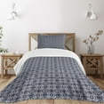 thumbnail image 3 of Ambesonne Navy Blue Quilted Bedspread Set 2 Pcs, Japanese Curves Flora, Twin Size, Navy Blue White, 3 of 6