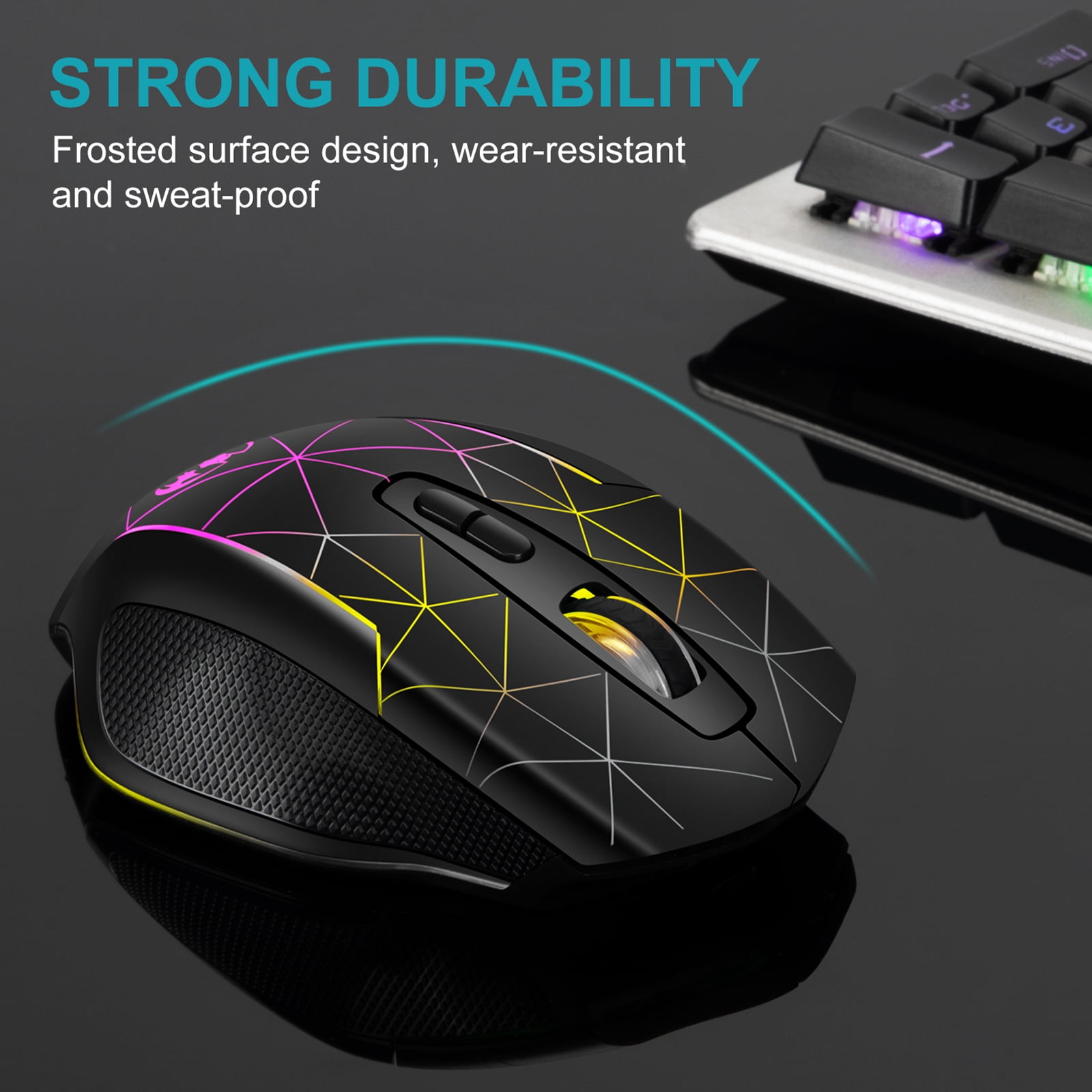 TSV Wireless Gaming Mouse with LED, Rechargeable, 3-Level DPI, 7