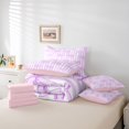 thumbnail image 6 of jejeloiu Kawaii Ribbon Bow 7 Pieces Bedding Comforter Set,Purple Bowtie Lines Full Bedding Set For Girl Kids Reversible, 6 of 8