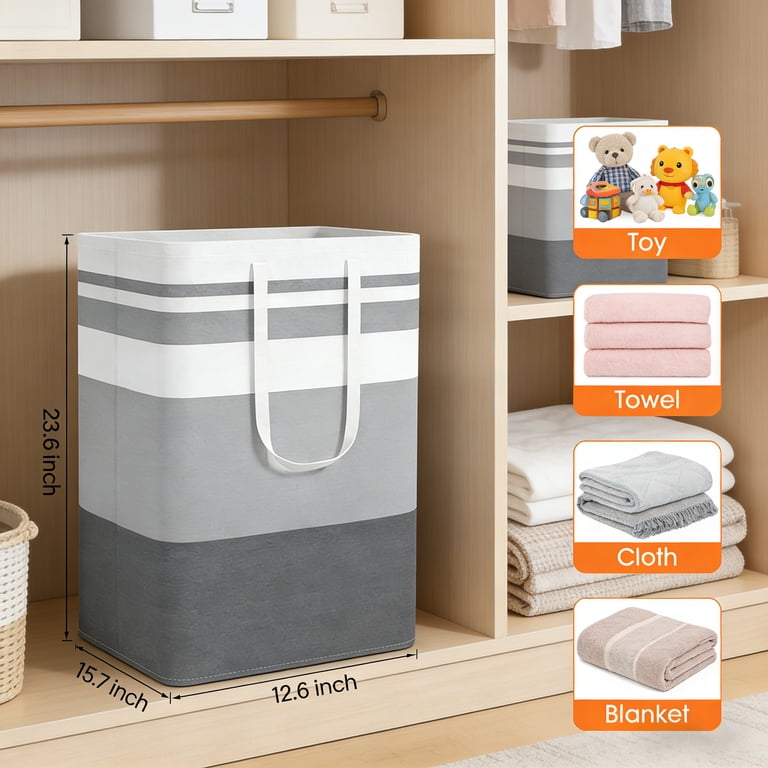 GARITIN Laundry Baskets 2-Pack, Large Collapsible Hampers photo 2