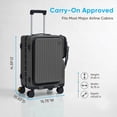 thumbnail image 2 of TABU Carry on Luggage with Detachable Side Bag, Zipperless PC Hard Shell Suitcase, Front Opening Suitcase, 360° Spinner Wheels, TSA Locks, USB Port, Grey, 2 of 9