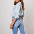thumbnail image 4 of Camisa vaquera a la moda para mujer camisa vaquera con solapa Simple chaqueta holgada y cómoda con bolsillo Tops, 4 of 6