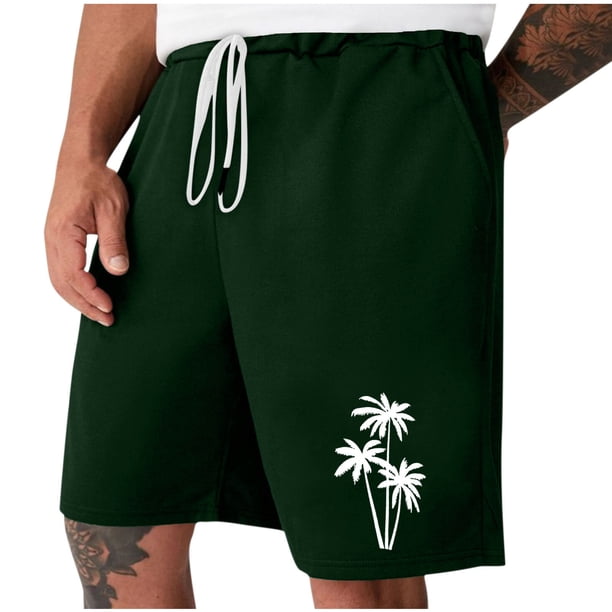 Mens Casual Shorts Lace-Up Elástico Cintura Bolsillo Ejercicio Fitness Hogar Pantalones de Media Longitud para Diario