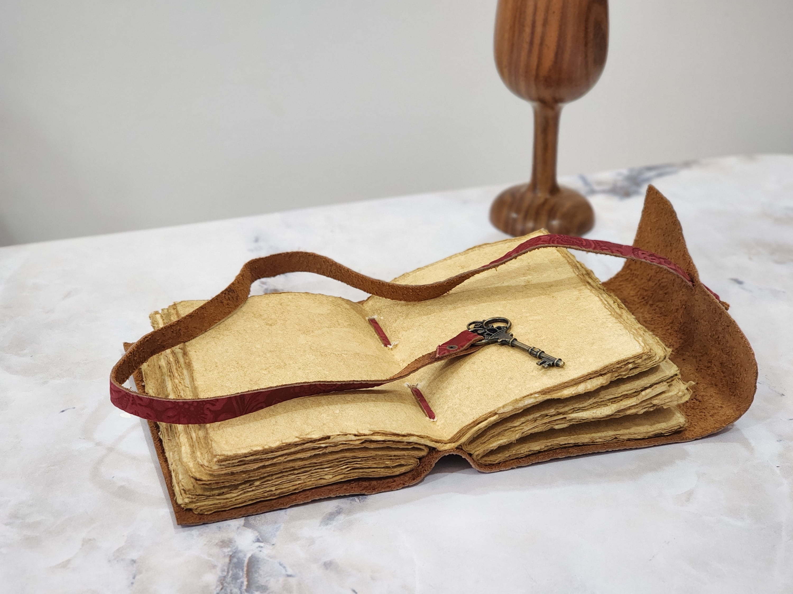 Quirky Craft Embossed Vintage Travel Journal -200 Vintage Deckle Edge Pages - 5 x 7 in, 200 Pages Sketchbook Leather Book of Shadows Leather Grimoire
