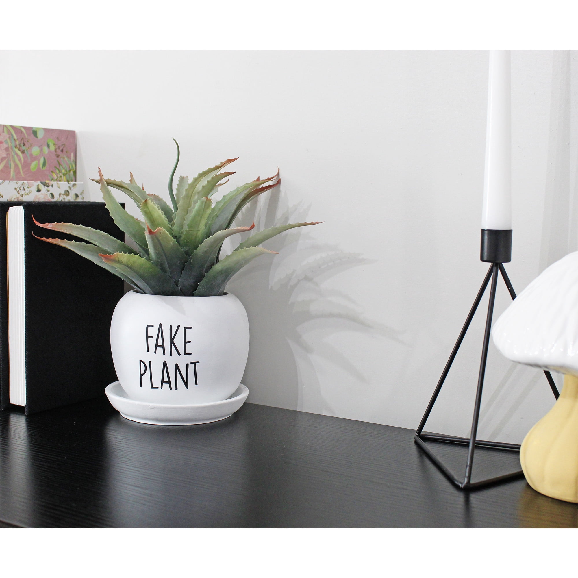 Esterno Fake Plant Planter Pot; Small Resin Decorative Container for Indoor/Outdoor Container Gardening