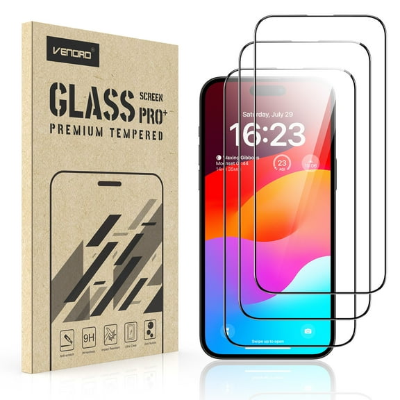Elegant Choise 3Pcs Screen and Camera Lens Protectors Tempered Glass Films for iPhone 15 Pro Max, Clear