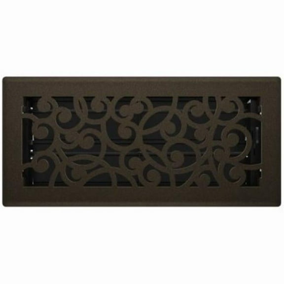 4in x 10in Wonderland Style Bronze Age Metal Floor Register - Overall 5 1/4" x 11 1/4"
