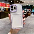 thumbnail image 3 of Luxury Card Slot Bag Clear Phone Case For iPhone 11 12 13 14 15 Pro Max Plain Shockproof Bumber Soft TPU Cover, 3 of 5