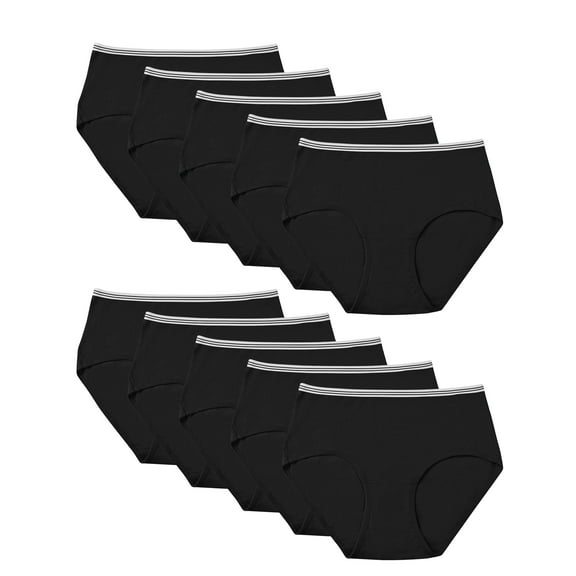 Mengpipi Women's Cotton Brief Underwear, 10-Pack (Black, Size L)