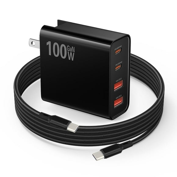 Cargador de batería Weishan PD, cargador rápido USB C de 100 W con cable de 2 m