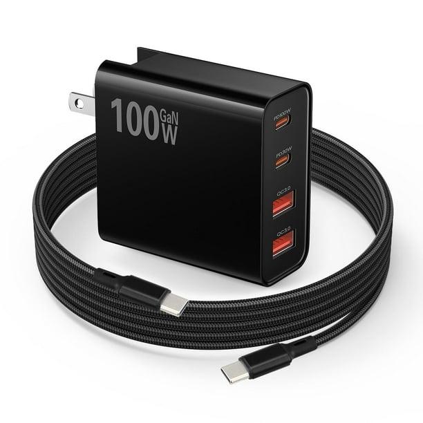 Cargador de batería Weishan PD, cargador rápido USB C de 100 W con cable de 2 m