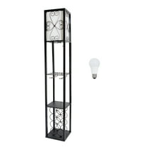 Creekwood Home 62.5" Vino Wine Rack and Storage Floor Lamp with LED Bulb, Black