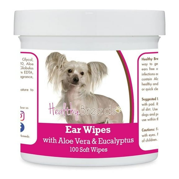 Chinese Crested Ear Cleaning Wipes with Aloe & Eucalyptus for Dogs - 100 Count