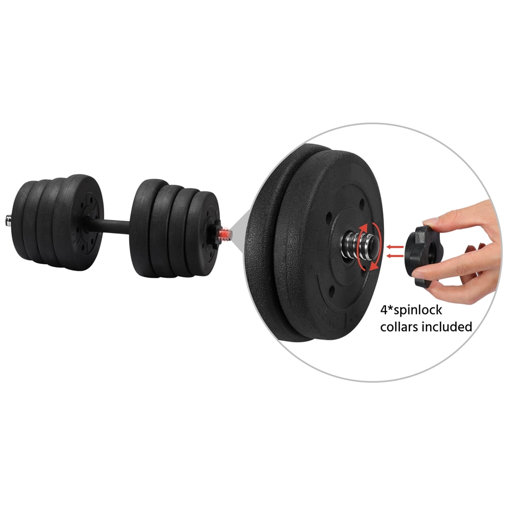 Dumbbell Weight Set Barbell Weight Lifting Training w/ 4 Spinlock Collars 66LB 