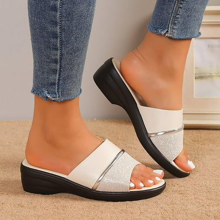 

LIANGP Ladies Slippers Women Beach Sandals Hollow Casual Slippers Flat Shoes Retro Sandals Women s Shoes Beige Size 8