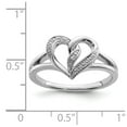 thumbnail image 2 of Solid 925 Sterling Silver Diamond Heart Ring Band Size 6, 2 of 3