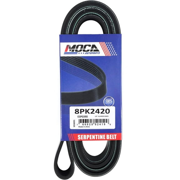 MOCA AUTOPARTS 8PK2420 Serpentine Belt fit 05-07 for Kenworth T800 12.5L, 05-07 for Peterbilt 387 14.6L, 04-08 for Freightliner Columbia 12.5L, 05 Century Class 12.5L, 04 M2 112 11.1L, 01 FLD132 15.0L