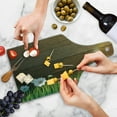thumbnail image 4 of Flower Cutting Board, Digitally Drawn Daisy Field in Front of Wooden Fences Sunny Foliage Theme, Decorative Tempered Glass Cutting and Serving Board, Wine Bottle Shape, Green Brown, by Ambesonne, 4 of 5