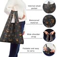 thumbnail image 5 of 5 Pack Foldable Shopping Bag,Black Halloween Pumpkin Faces Reusable Grocery Bags with Pockets,Large Reusable Tote Bags with Handles Waterproof & Lightweight, 5 of 6