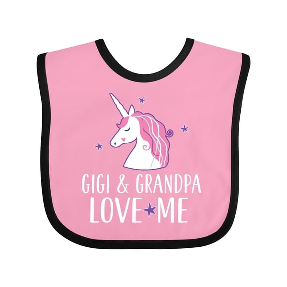 Inktastic Gigi and Grandpa Love Me Unicorn Grandchild Girls Baby Bib