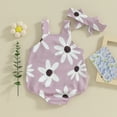 thumbnail image 3 of Bagilaanoe Newborn Baby Girl Rompers Floral Print Sleeveless Bodysuit + Headband 3M 6M 9M 12M Infant Summer One Piece Jumpsuit, 3 of 7