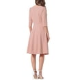 thumbnail image 3 of INSPIRE CHIC Wear to Work Dress for Women's Boat Neck Short Sleeves Midi Flared Office Dresses XL Pink, 3 of 6