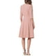 thumbnail image 3 of Vestido Inspirador Chic para Trabajar con Cuello Barco, Mangas Cortas, Midi, Acampanado, para Oficina, Talla XS, Color Rosa, 3 of 6