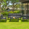 thumbnail image 3 of Patiojoy 4 Pieces Patio Seating Set Outdoor Sectional Sofa Set w/Coffee Table & Cushions Gray, 3 of 6