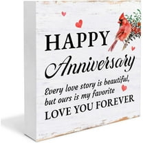 Zomyto 5x5 In Anniversary Decorations, Happy Anniversary Wooden Box Sign, Valentines Decor