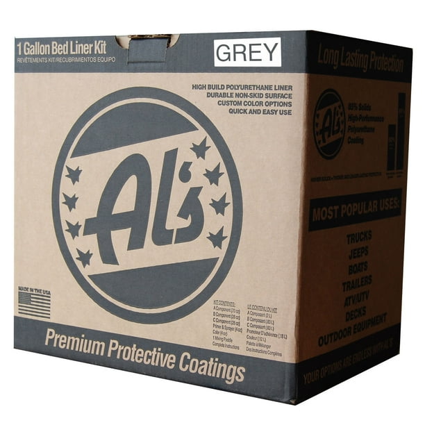 Al's Liner One Gallon DIY Spray On Roll On Truck Bed Liner Kit Gray