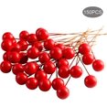 thumbnail image 2 of 150 piezas Mini bayas de acebo rojas decoraciones navideñas decoraciones de corona de Navidad bayas de acebo artificiales para manualidades regalos decoración flores artificiales, 2 of 5