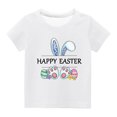 thumbnail image 1 of Penkiiy T-Shirts de Pâques pour Enfants Garçons Filles Mode Oreilles de Lapin de Pâques Œufs de Pâques Imprimé Col Rond Manches Courtes 4 Ans Blanc, 1 of 4