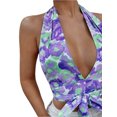 thumbnail image 4 of Sylvamorning Women Summer Tank Tops Floral Halter Neck Backless Tied Crop Tops, 4 of 5
