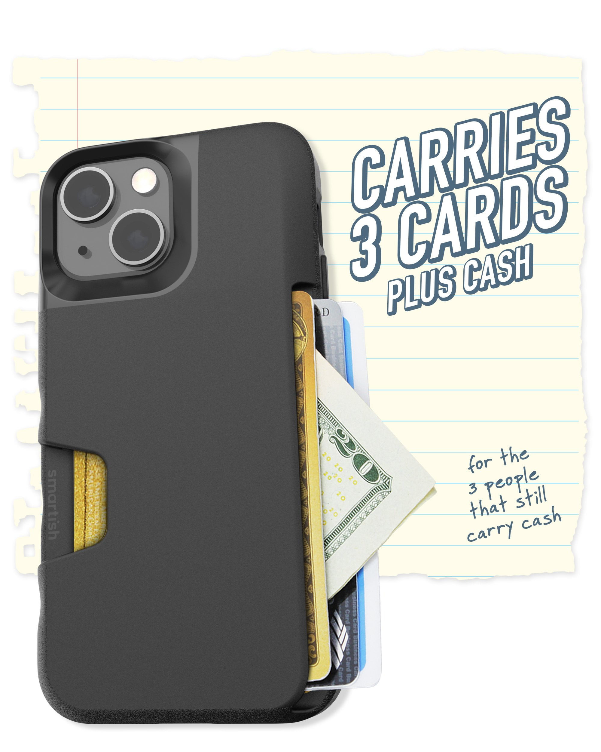 Smartish iPhone 13 mini Wallet Case - Wallet Slayer Vol. 1 [Slim + Protective] Credit Card Holder - Black Tie Affair