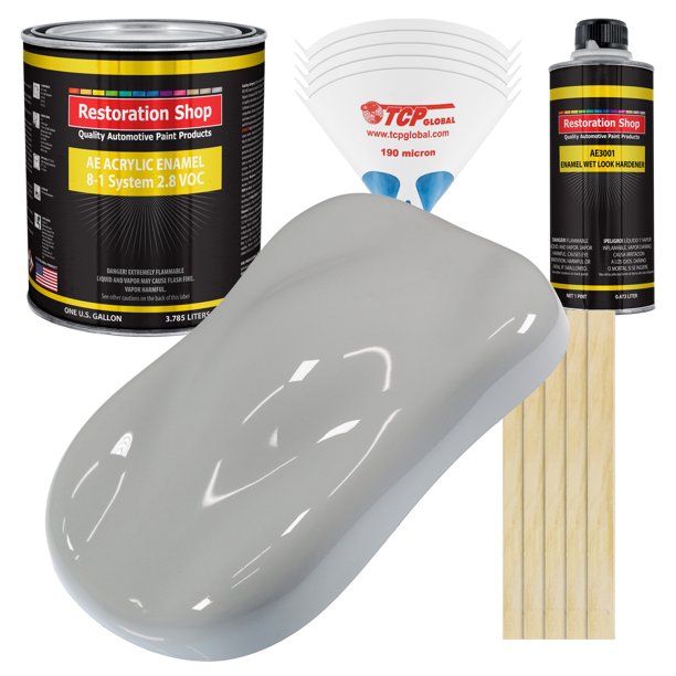 Restoration Shop Mesa Gray Acrylic Enamel Auto Paint, Complete Gallon Paint Kit, Single Stage