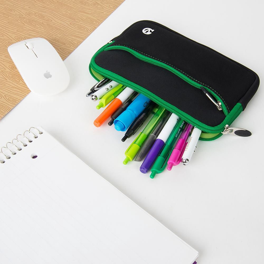 Back to School Colorful Nylon Padded Backpack and Neoprene Pencil Pouch Bundle K-12
