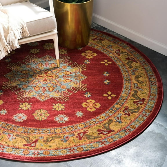 Unique Loom Sahand Collection Area Rug (8' Round Red/Cream)