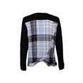 thumbnail image 2 of Maison Jules Womens Plaid Mixed Media Embellished T-Shirt, 2 of 3