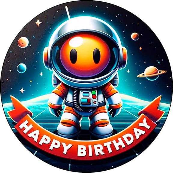 7.5x Inch Edible Cake Toppers – Space man Themed Birthday Party Collection of Edible Cake Decorations