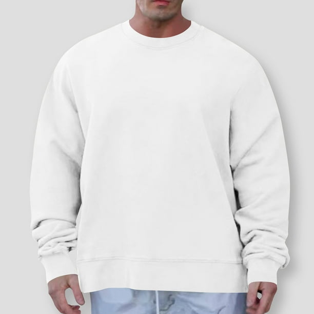 pstuiky camisetas de manga larga para hombre, Blusas y camisas de cuello redondo de manga larga de color liso para hombre de moda tops de invierno para hombre xxs