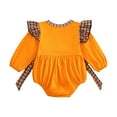thumbnail image 5 of Jkety Halloween Outfits for Toddler Girls Newborn Baby Girl Boy Halloween Outfits Long Sleeve Stripe Waffle Knit Pumpkin Bubble Romper Fall Winter Clothes Orange,6-9 Months, 5 of 5
