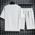 thumbnail image 5 of Waffle Short Sets for Men Short Sleeve Crewneck T Shirt and Shorts 2 Piece Matching Set Mens Summer Outfits, 5 of 5