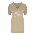 thumbnail image 4 of DeHolifer Women T Shirt Short Sleeve V-Neck Dandelion Printed Casual T Shirt Summer Fashion Blouse Tops Khaki 2XL, 4 of 5
