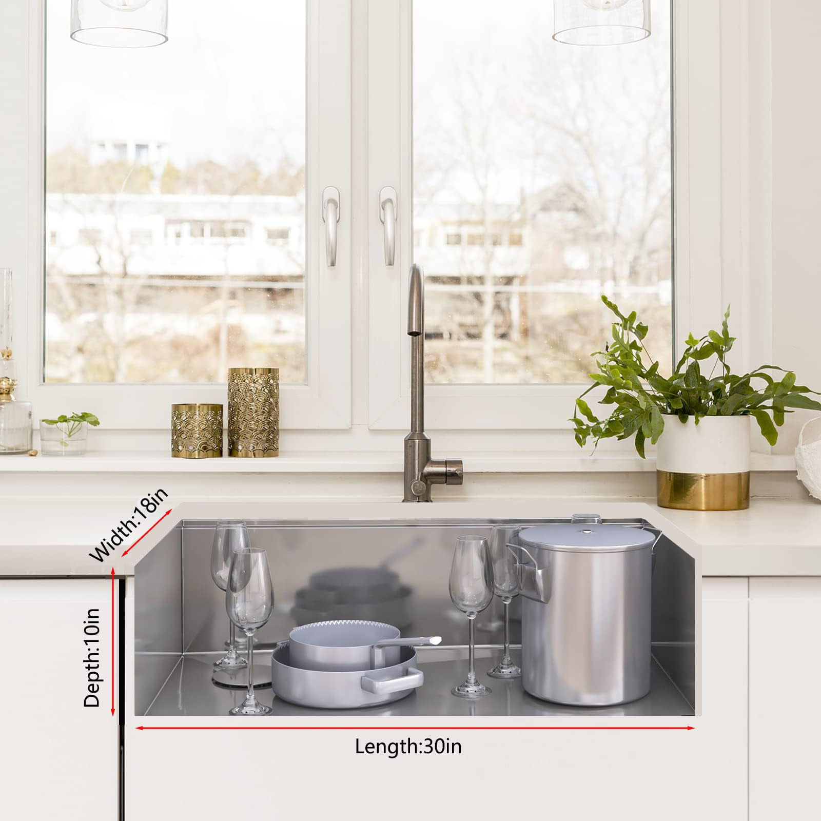 30" Undermount Stainless Steel Kitchen Sink - 16 Gauge Single Bowl with Accessories