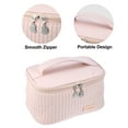 thumbnail image 4 of Polyurethane Leather Makeup Bag Large Makeup Bag Brush Organizer Bag Toiletry Bag for Women Pink, 4 of 6