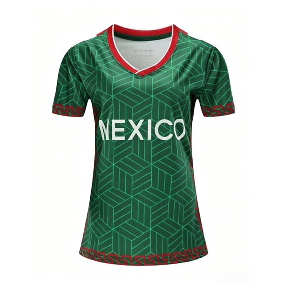 Mexico Women Sports Fans Jersey Soccer Outdoor Short Sleeve Athletic Slim Fit Activewear Tops T-Shirts Green S