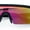 Black - Purple Mirror, variant on 80s Half Rim Narrow Rectangle Shield Retro Plastic Sport Plastic Sunglasses Black - Fuchsia Mirror