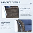 thumbnail image 3 of Gymojoy 3 Pieces Patio PE Wicker Conversation Set, Outdoor /Indoor Swivel Gliders Rocking Chair, Blue, 3 of 9